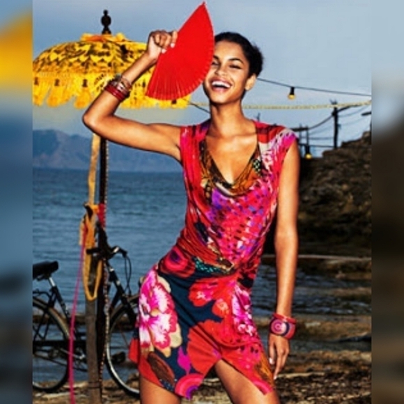 Desigual Azucena Midi Twist Front Floral Dress Md - Picture 8 of 8